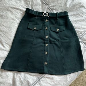Maje Dark Green A-Line Skirt